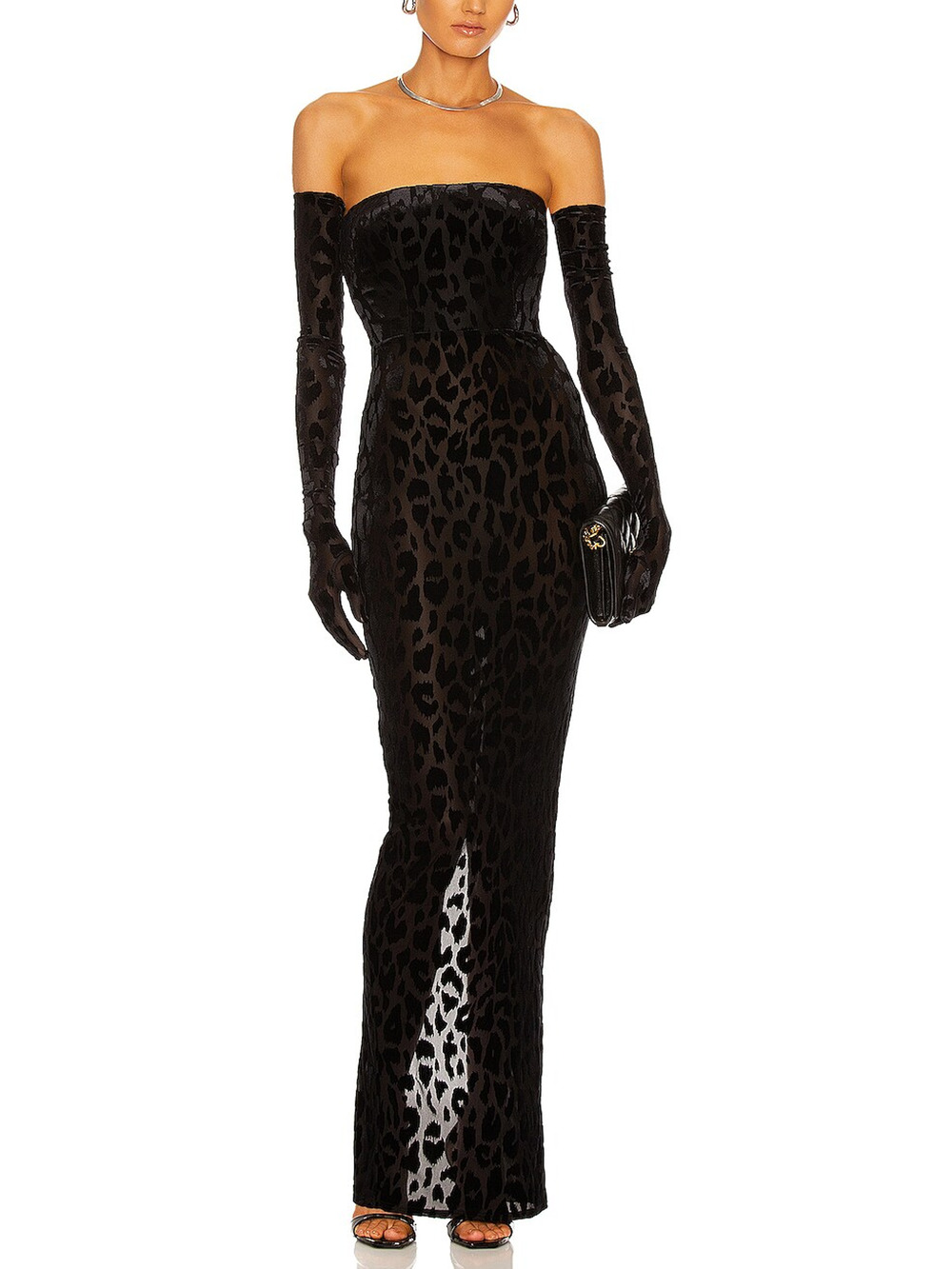 Alex Perry Flocked Black Colton Dress Size US 0 / UK 4